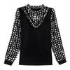 2026 Spring and Autumn Long-Sleeve Slim-Fit Shirt with Ruffled Edge and Printed Design for Women