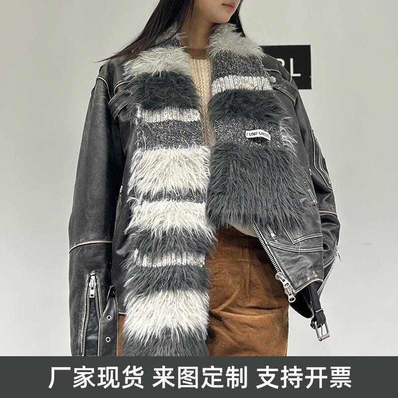 New thickened warm women's high-end fashion knitted wool scarf autumn and winter atmosphere scarf