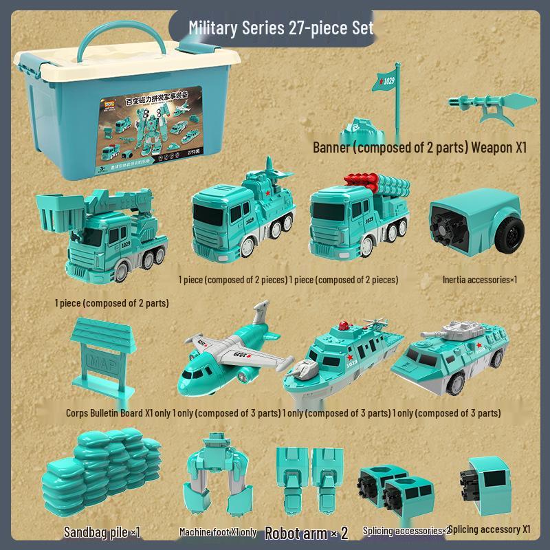 Kids' Magnetic Engineering Vehicle Transformer Set - Educational Parent-Child Toy