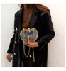 Stylish Transparent Heart Shaped Mini Crossbody Bag With Chain Lock For Women
