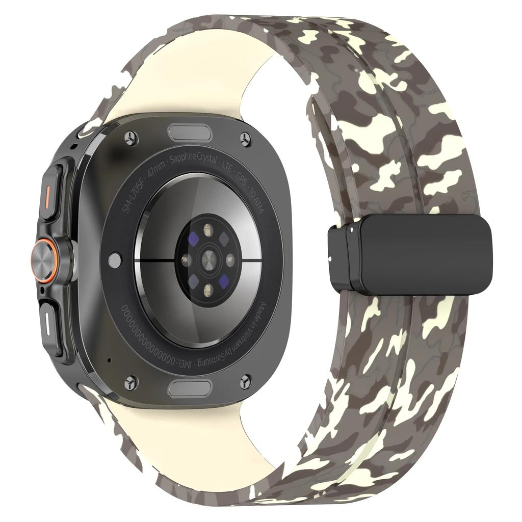 Pulseira de camuflagem para Samsung Galaxy Watch Ultra 47mm Pulseira magnética de silicone para Galaxy Watch 7 Ultra Pulseira de substituição