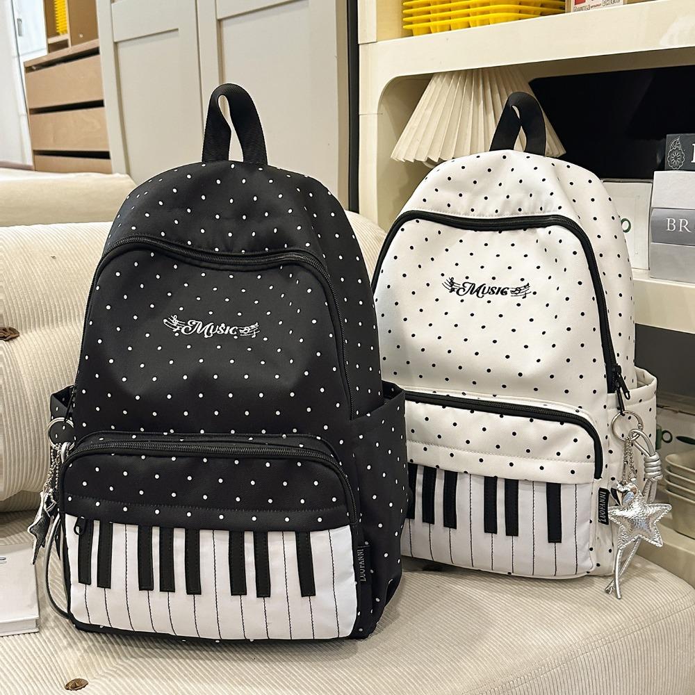 Schoolbag Women's Personalized Piano Mochilas Mujer Polka Dot Print Mochila Large Capaci Bag Trendy Simple Bolsas Backpack Bags For Woman