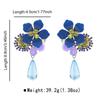 E11811 new retro personality exaggerated versatile resin flower water drop long earrings heavy industry temperament