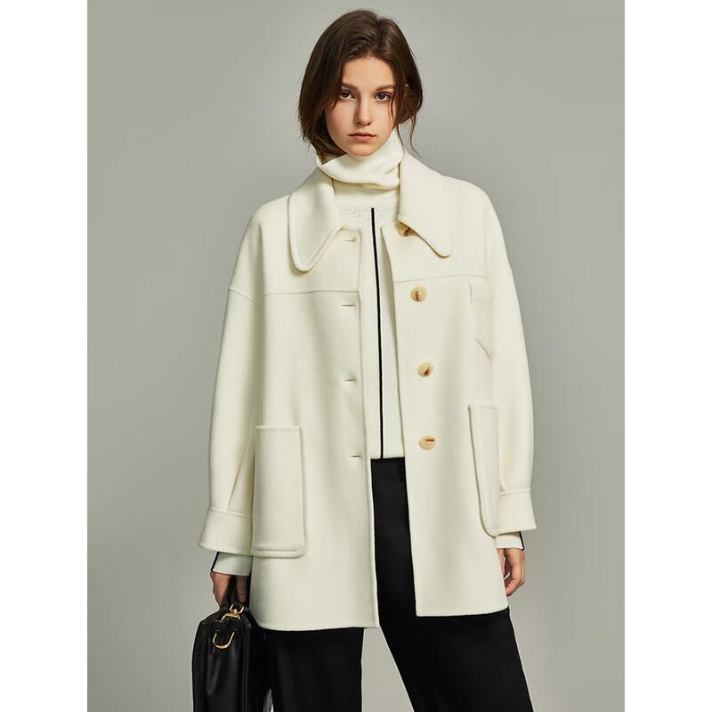 ELLE Women s 100% Wool Double-Faced Mid-Length Coat L
