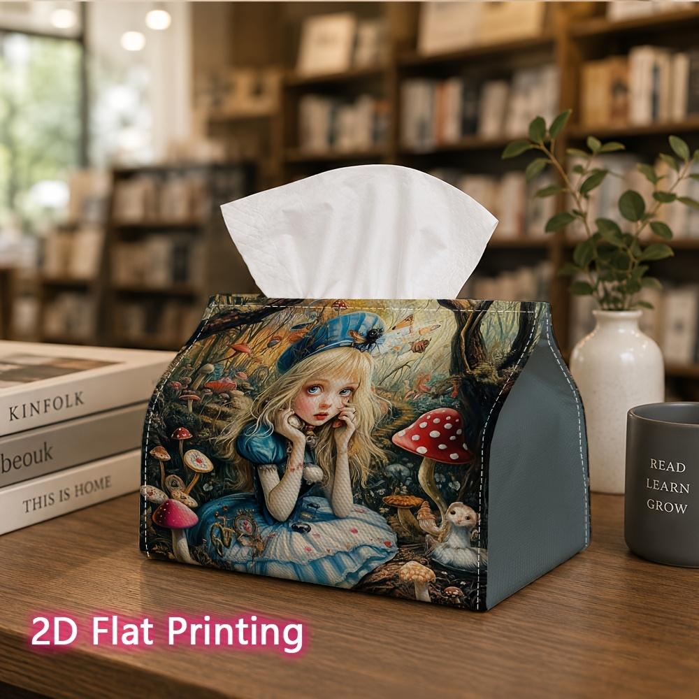 1pc, 2D Flat Printing, Tissue Box Enchanting Wonderland Fantasy Patterns Printed Tissue Box, Suitable for Home, Kitchen, And Car Decoration, Tissue Di