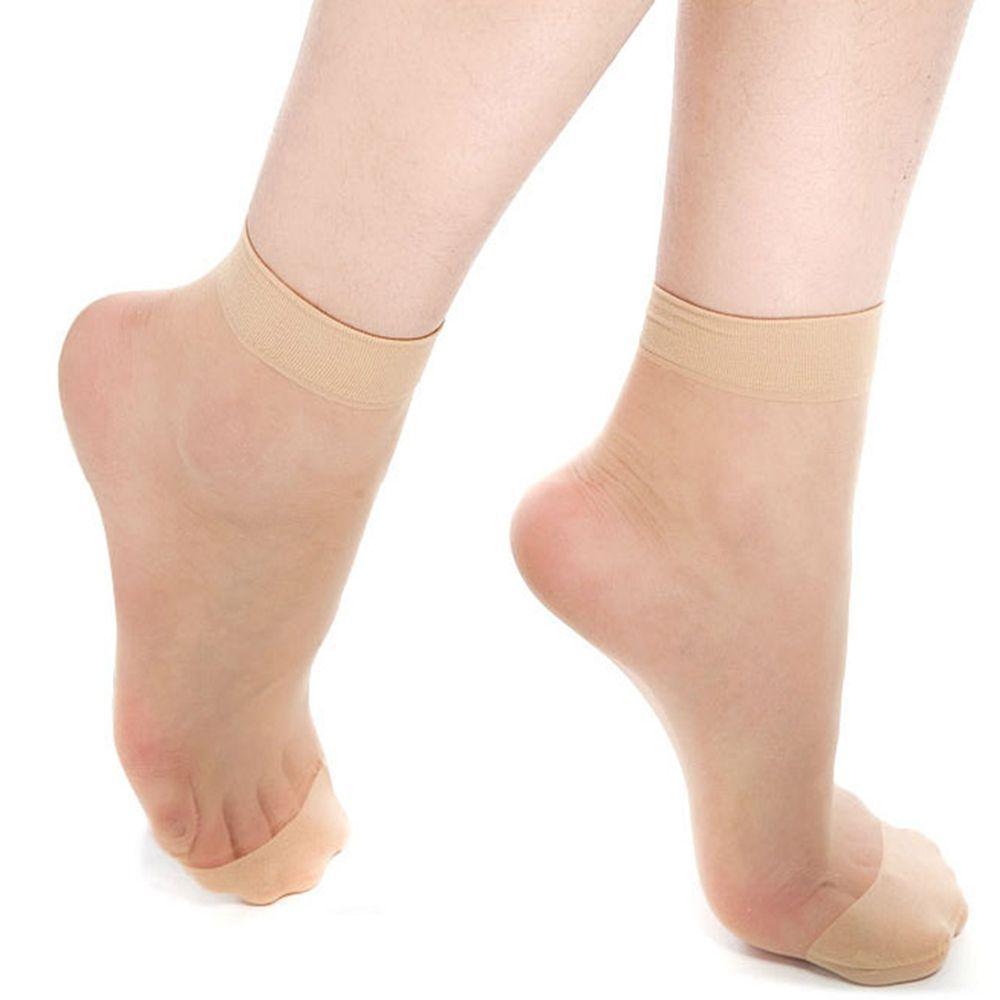 Women Sexy 10 Pairs Short Socks Ultra-thin Transparent Crystal Stockings Ankle Socks