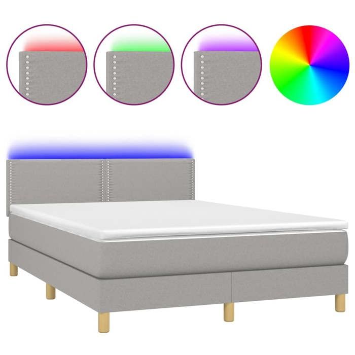VidaXL Slat Bed Base with Mattress and LED, Upholstered Bed, Double Bed, Adult Bed for Interior Bedroom, 3133637