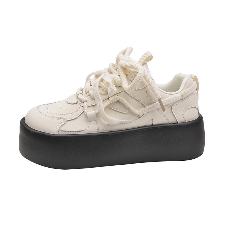 Fashion 2024 Hot Sale Solid Color Shoes for Women Lace-up New Autumn Lightweight Non-slip Women s Vulcanize Shoes Zapatillas De Mujer 35 бежевый 3619₽