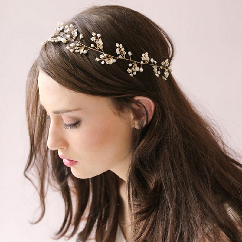 1PC Leaf Headband Simplicity Alloy Elegant Accessories Gift Headband Wedding Bead Bride Handmade