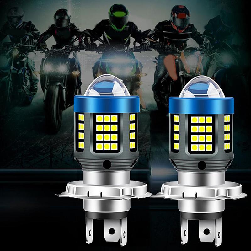 1 STK Motorrad Roller Fahrlicht H4 LED Motorradscheinwerfer CSP Zweifarbig Weiß Gelb Fernlicht Abblendlicht Linse Nebelscheinwerfer
