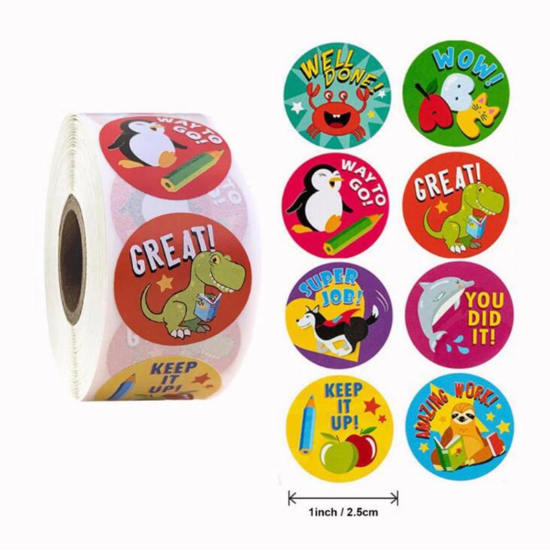 500sheets/roll Student Stationery Stickers Rolling Animal Roll Stickers Cute Sticker Kids DIY Gift Sealing Label Decoration TMZ