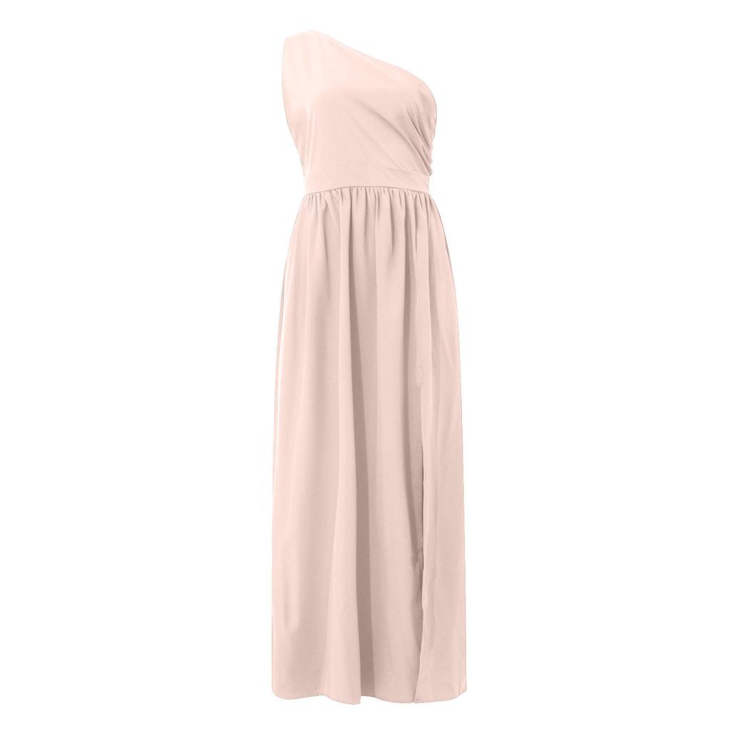 Women's Fashion Sexy One Shoulder Hollow Out Hanging Neck High Waist Open Extra Long Dress