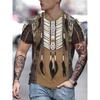 Men's Retro T-Shirt Native American Tribal Indian Feather Breastplate 3D Graphic Printed Casual Short Sleeve O-Neck Pullover Tee Tops Men's Clothing