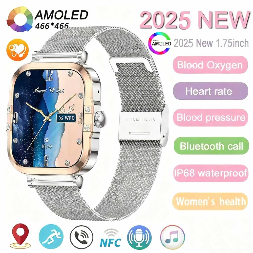 Rose Golden Smart Watch Ultra Thin Luxury Smartwatch Bluetooth Call Custom Dial Health Monitor Fitness Wristwatch for Ladies