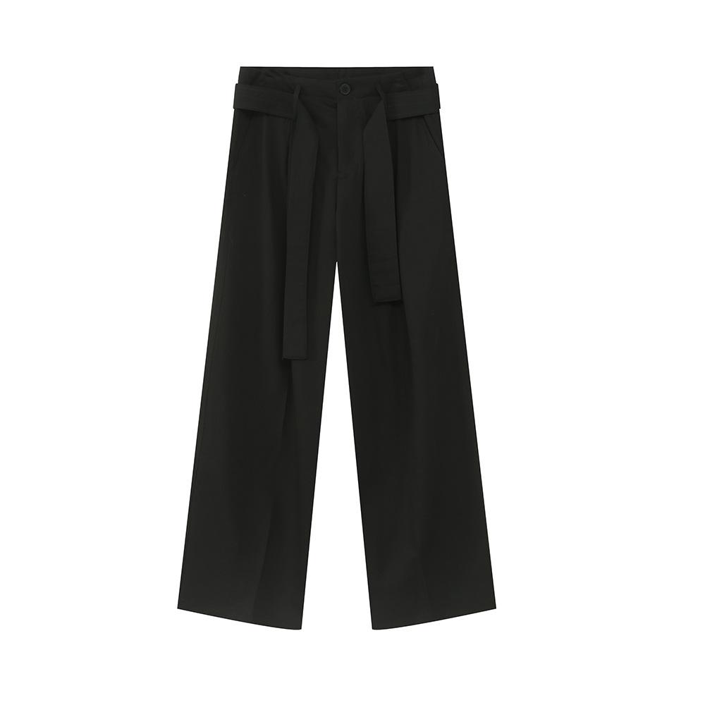 Men's New Product with Japanese Ribbon Decoration, Three-dimensional Design, Drape Feeling, and Trendy Trousers
