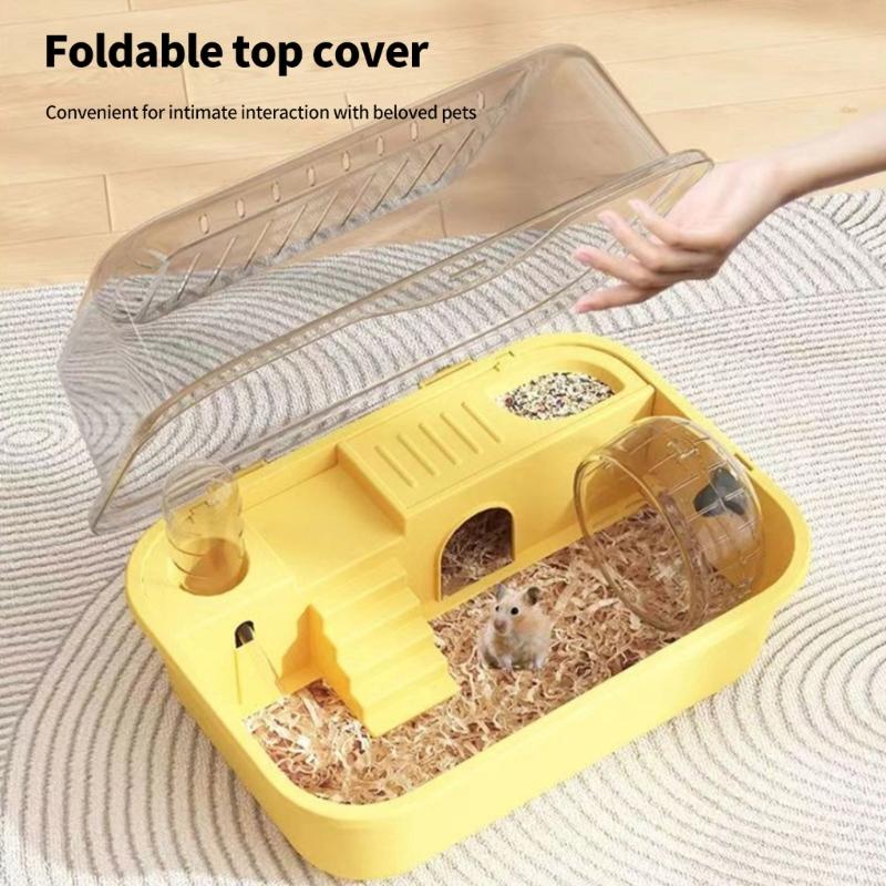 Clear View Rodents Habitat Detachable Pet Cage with Running Wheel and Enrichment Climbing Structure for Small Animal