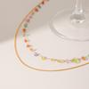 French light luxury colorful natural stone double-layer stainless steel necklace niche elegant clavicle chain