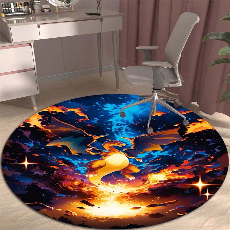 3DPikachu HD Cartoon Round Rug, Suitable for Decorating Living Rooms, Bedrooms, Sofas, and Playrooms; Non-slip Gift.