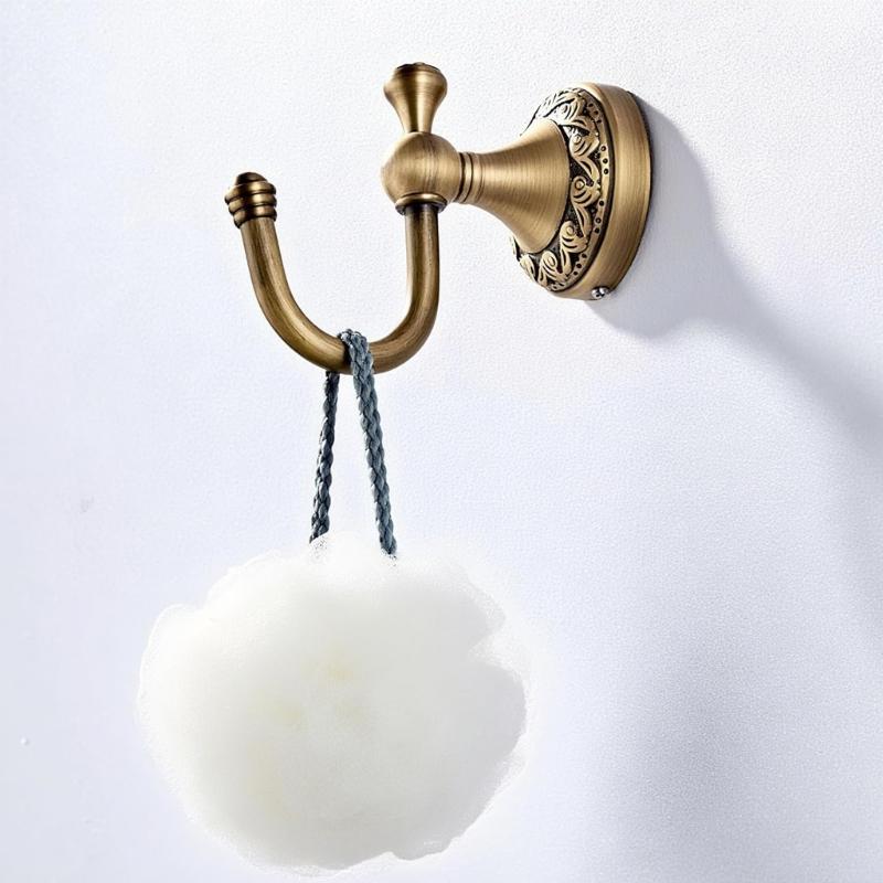 Decorative Brass Towel Hook With Smooth Brushed Finish Elegant Retro Styles Bathroom Accessory Towel Rack