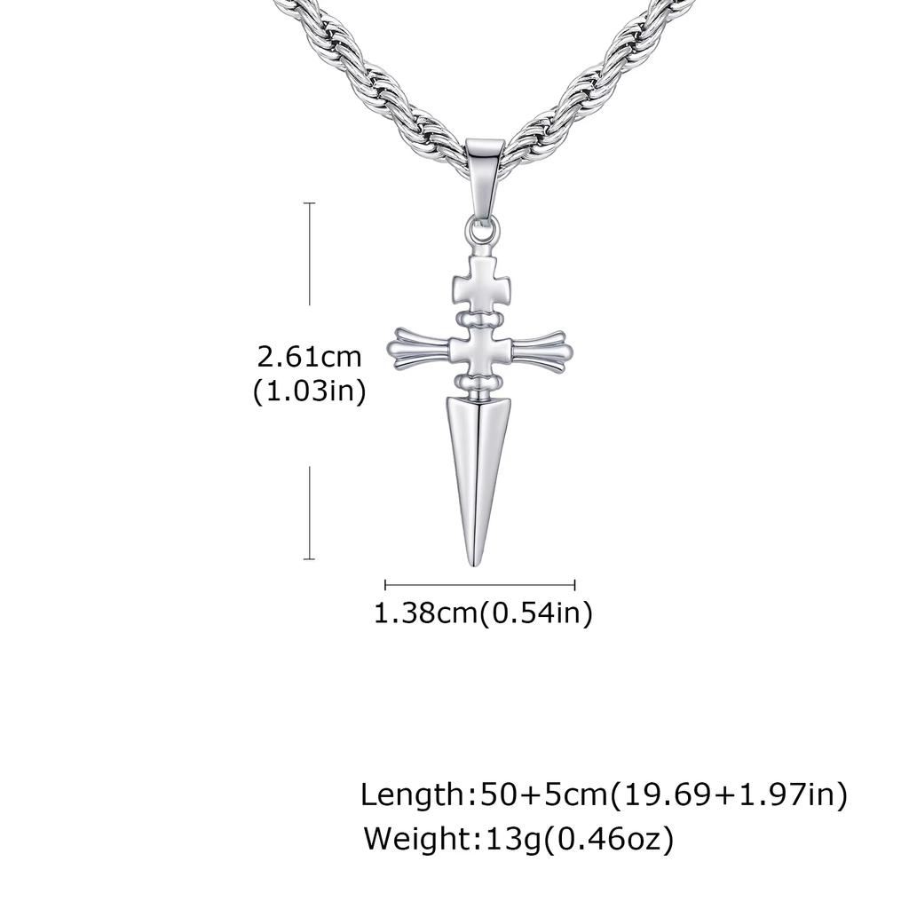 Vnox Punk Schwert Anhänger Halskette Gedrehte Kette für Männer Frauen, Unisex Schmuck Geschenke für Geburtstag Valentinstag