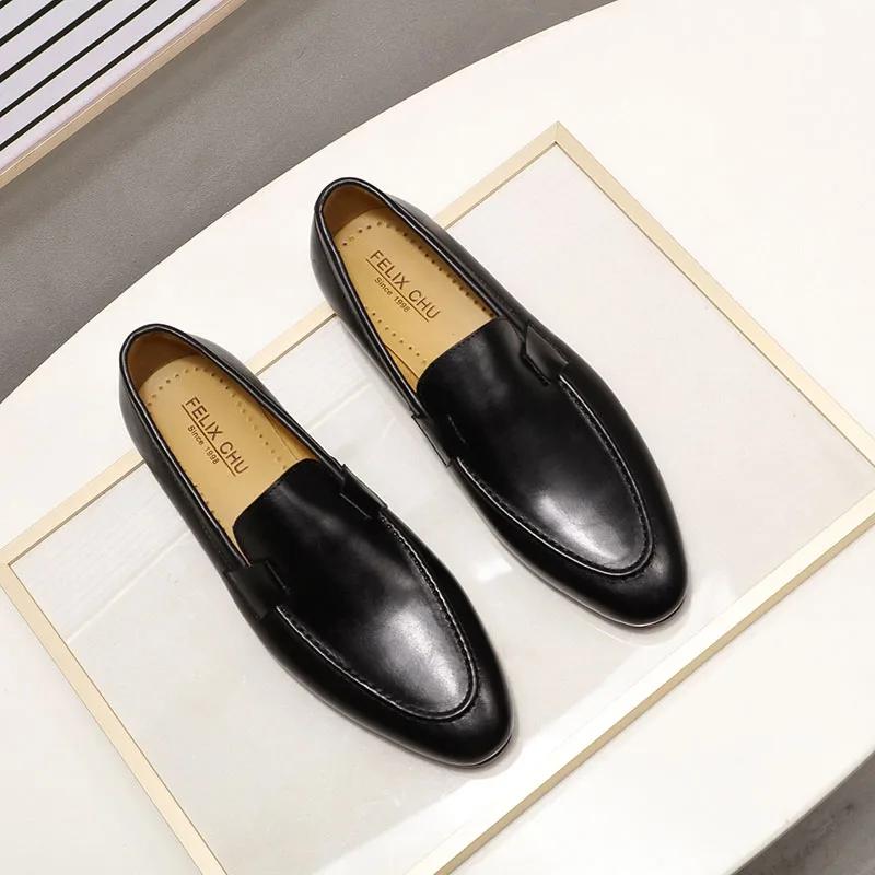 Designer Fashi Mens Loafers Leather Handmade Black Brown Casual Business Dress Shoes Party Wedding Men's Footwear