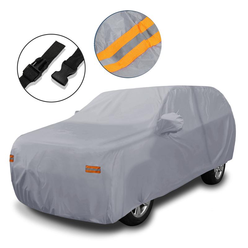 Motoforti SUV Cover for Chevrolet Tahoe 4 Door 07-24 Waterproof Sun Rain Dust Wind Protection 190T PU W/ Driver Door Zipper