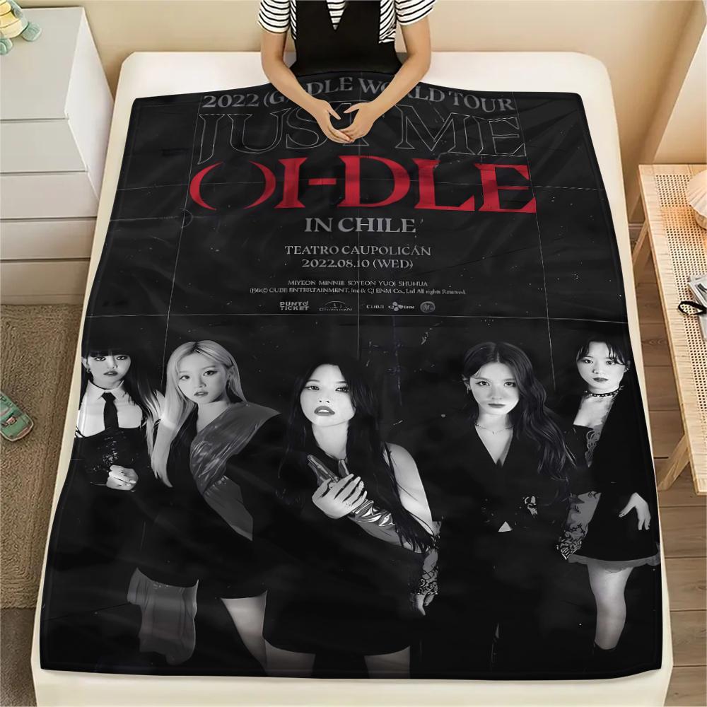 1Pc Gidle Print Flannel Blanket, High quality Comfortable for All Seasons, Home Decor, Warmth and Comfort, Perfect for Gifts