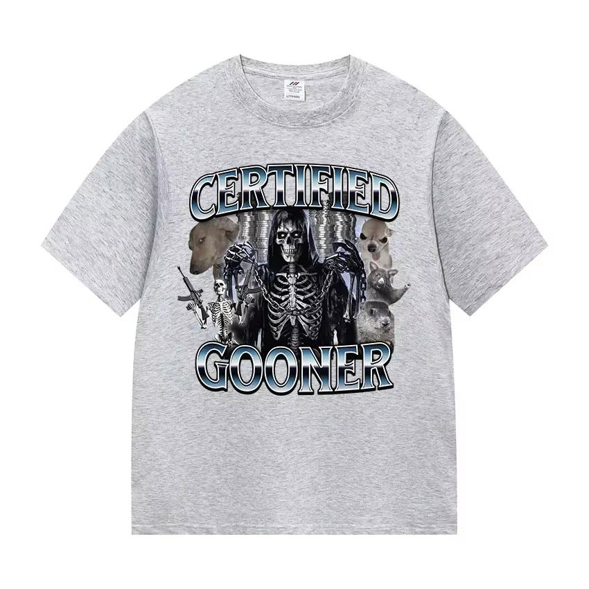 Funny Certified Gooner Screaming Possum Meme T Shirts Men Vintage Fashion Short Sleeve Tshirt ONeck UnisexCotton Tshirt