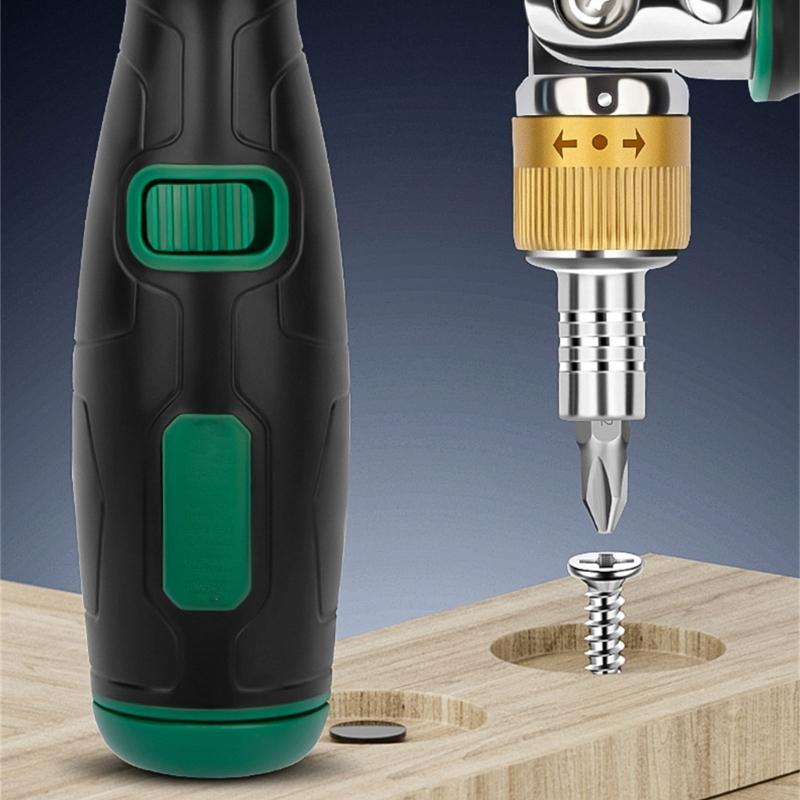 Professional Ratcheting Screwdriver Kit 10 Interchangeable Heads Carbon Steel Construction Ergonomic Grip Design