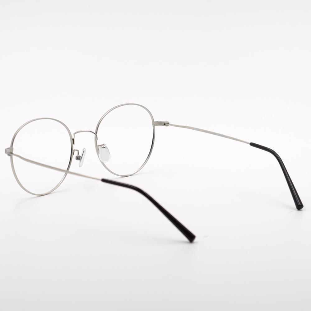 Alloaiweeo [Alo Basic] Al8204 1111G Semi-Oversized Round Sanded Silver Metal Glasses