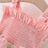 Summer Girls' Princess Party Birthday Dress Back Bow Wings Fairy Strap Embroidered Butterfly Mesh Dress