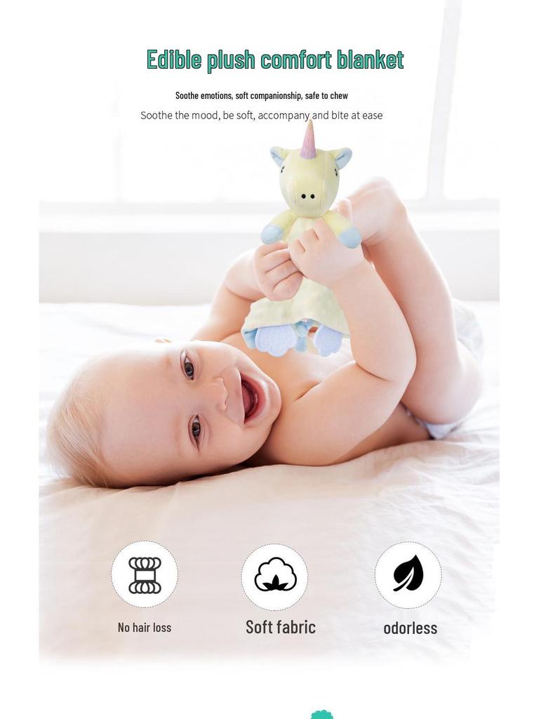 BBSKY Baby Animal Plush Toy: Cartoon Soothing Towel & Silicone Teether Rattle