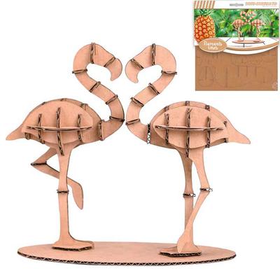 [Q4560] - Estatueta 3D de papelão 'Flamingo' - pranchas 16,5x17. 5cm