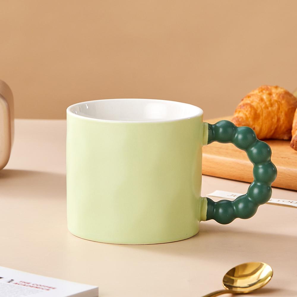 Ceramic Coffee Cup Pearl Handle Breakfast Milk Cup Office Home Baking Shop Dessert Milk Mug Office Afternoon Tea Coffee Cup