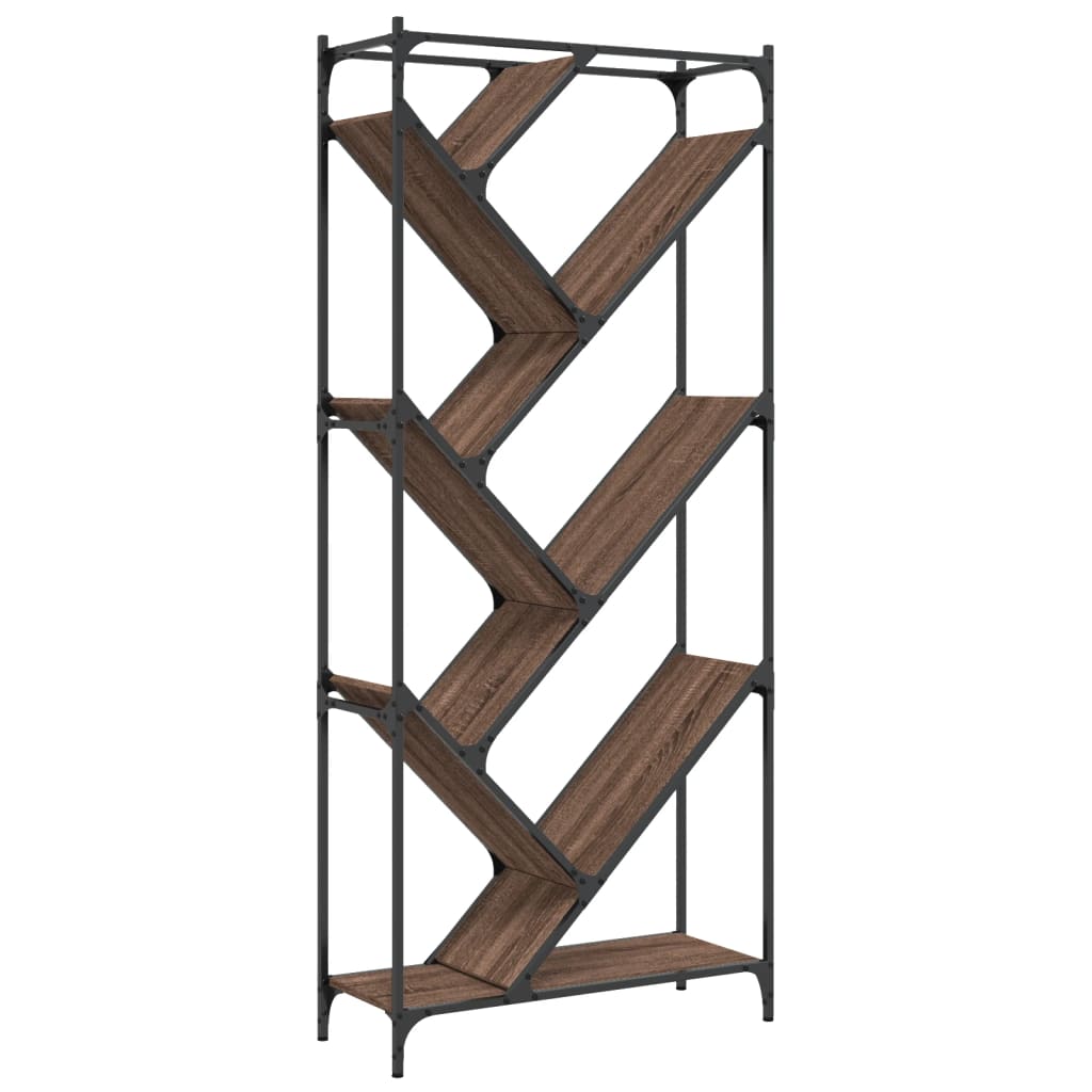 Vidaxl Regał, Brązowy Dąb 79X30X180 Cm Materiał Drewnopochodny I Metal