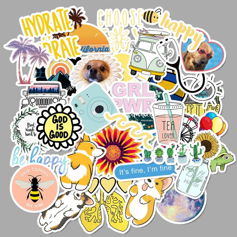 50 Ins Style Fresh and Popular Suitcase Stickers Waterproof Graffiti Travel Case Stickers