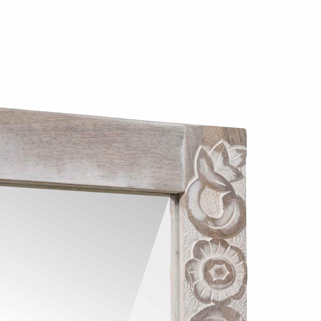 Wall Mirror Right Angled White 70 x 50 cm Solid Mango Wood