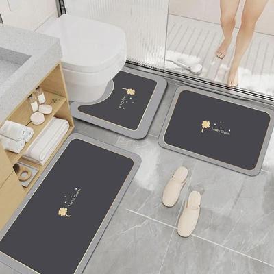 Clover Diatomaceous Earth Bathroom Mat Set: Absorbent, Dirt-Resistant, Quick-Drying, Non-Slip Three-Piece Foot Pads