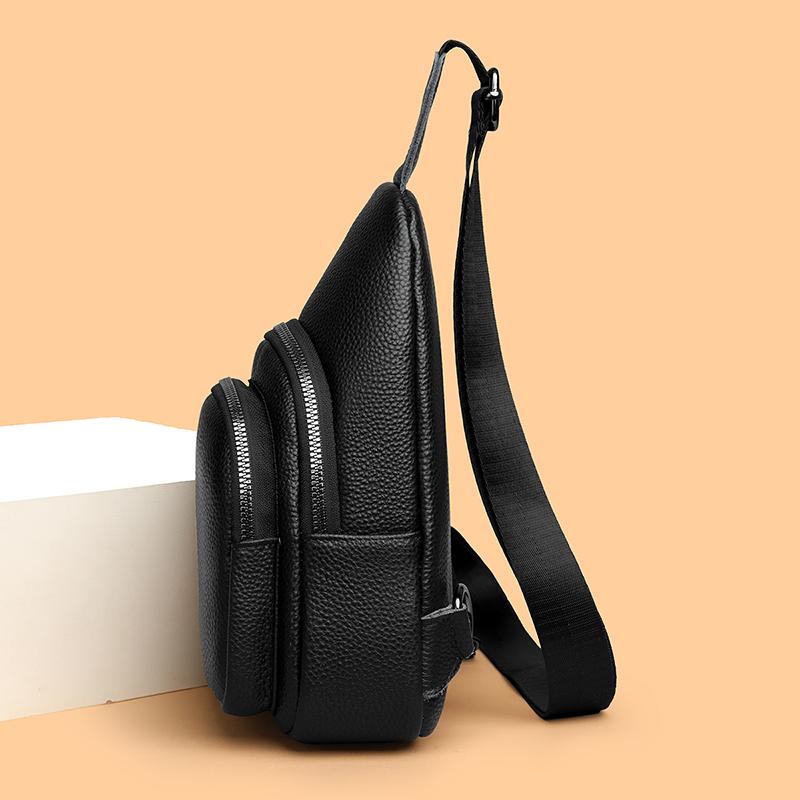 Minimalist Genuine Leather Business Casual Chest Bags Unisex Qality Men's Bag Convenient Daily Travel Small Single Bag