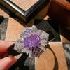 Uruguayan Purple Flower Gemstone Ring Vintage Plated 18K Gold, Tanzanian Amethyst Zircon Ring, Necklace