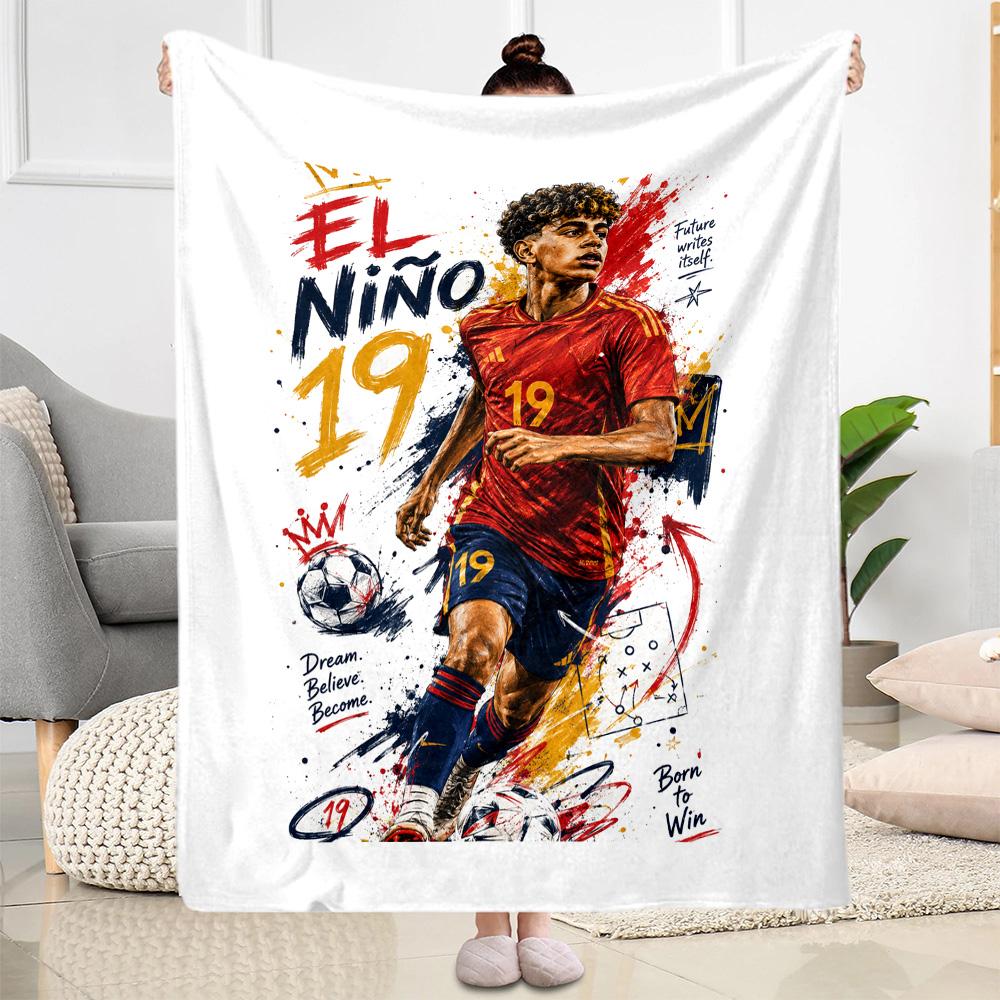 Lamine Yamal's Spain's Soccer Star Blanket Ultra-Soft Suitable for Seaside Picnics Sofa Four Seasons Universal Playful Design