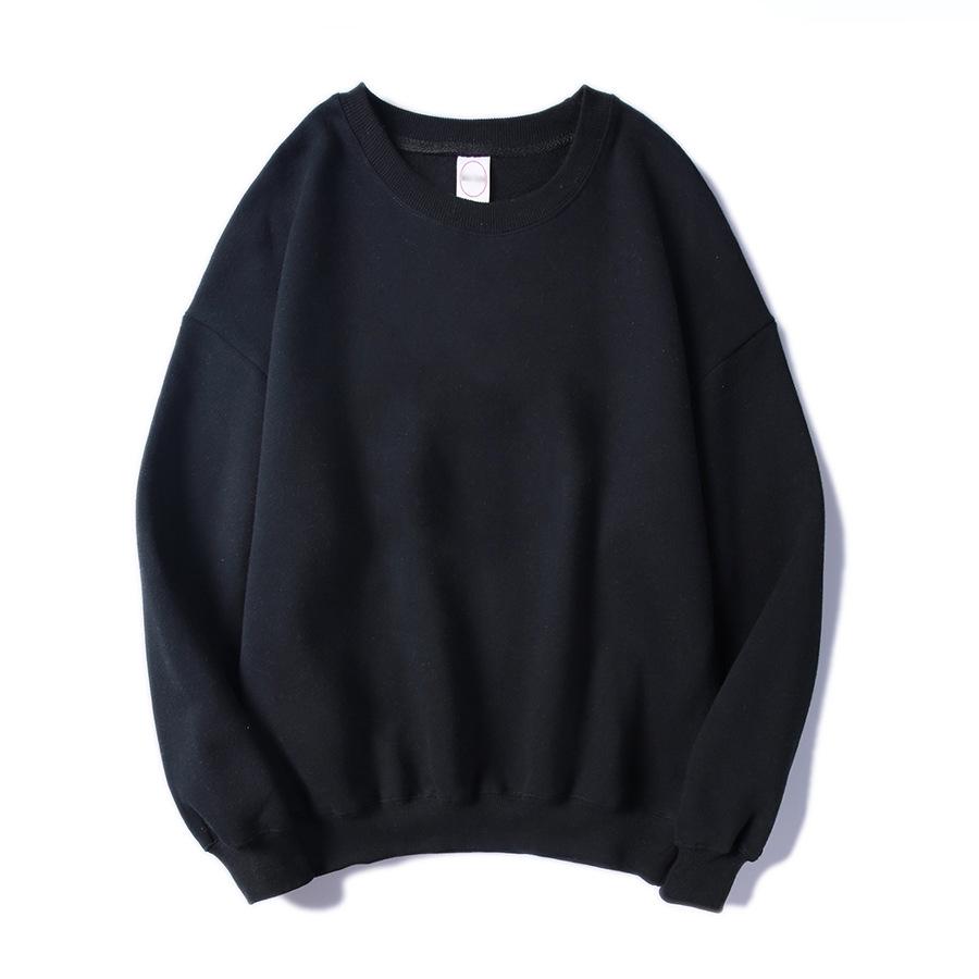 Men's High-Quality Autumn/Winter Korean Trend Solid Color BF Style Loose Round Neck Hoodie