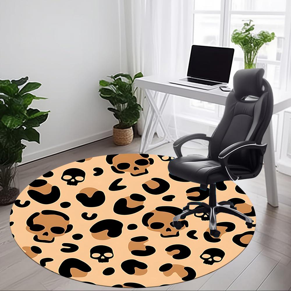 1pc Skulls Office Round Area Rug, Indoor Mat Suitable For Office, Under Office Chairs Bedroom Living Room Home Decor, Room Deco