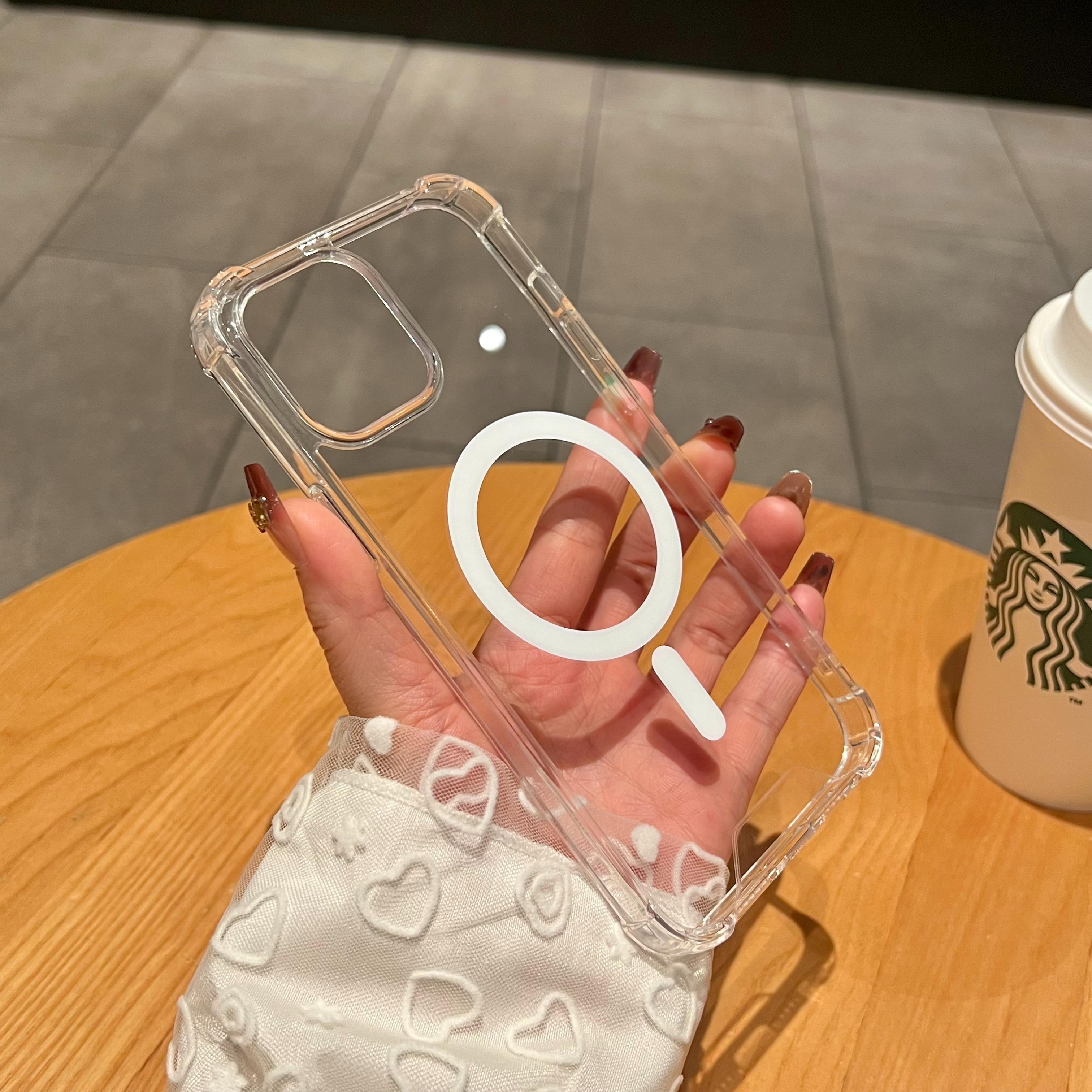 

for Magsafe Transparent Case for iPhone 17 16 15 Pro Max 14 Plus 11 12 13 Magnetic Airbag Bumper Shockproof Clear Cover iPhone 14 Pro