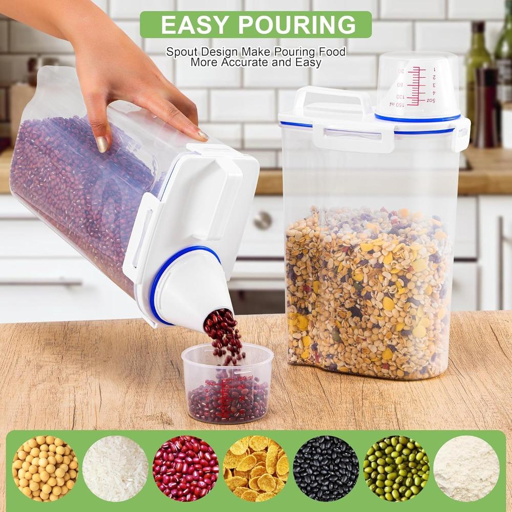 Rice Dispenser Rice Storage Container with Measuring Cup for Cereal Grain Sugar Oatmeal Flour Storage Kitchen Airtight Container