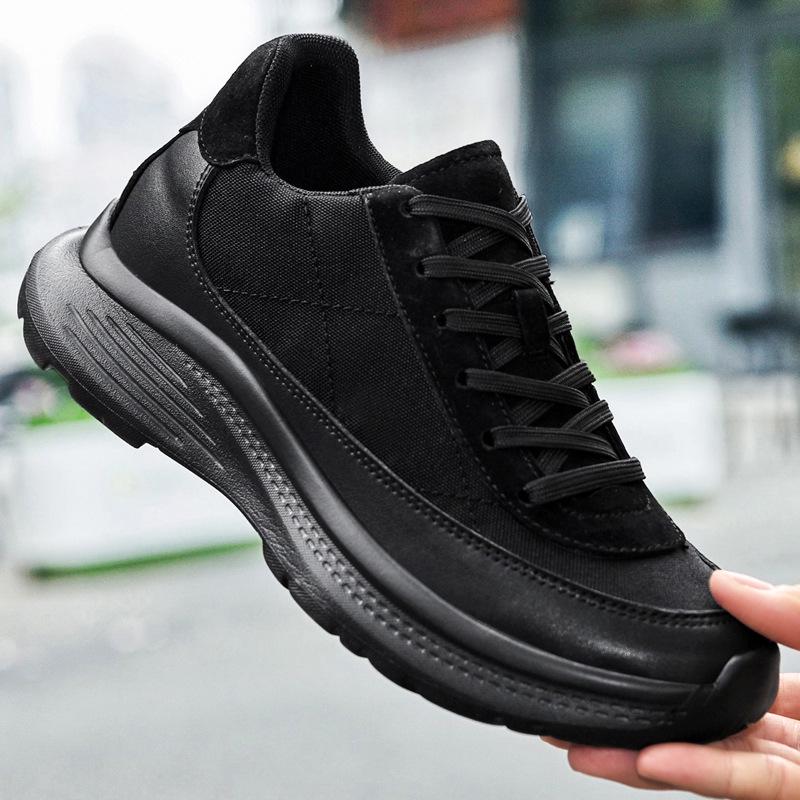 Men's Black Invisible Height-Increasing Sports Shoes - 8cm Taller, Breathable, Thick Sole, Versatile Spring Dad Sneakers