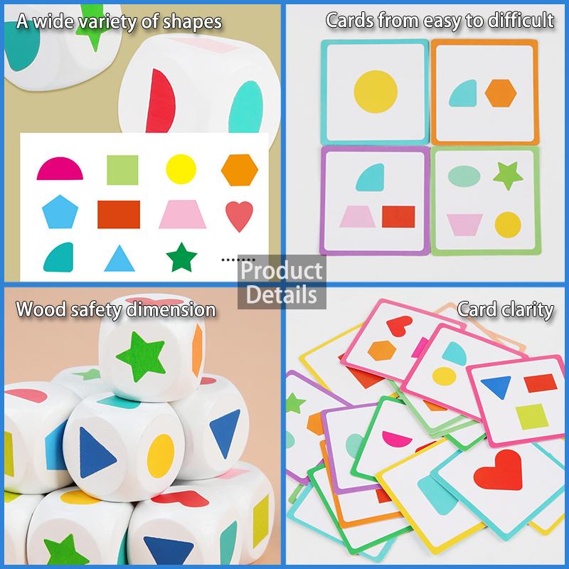 Kids Shape Dice Board Game Montessori Toys Geometric Matching Cards Memory Games Brain Thinking Social Sensory Educational Toys