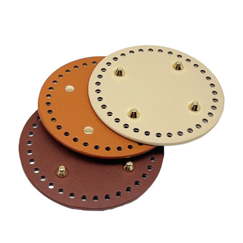 1 stk DIY Hekleveske Bunn Tilbehør 15*15Cm Rund Bunn For Strikket Veske PU Lær Veskebunn Håndlaget Bunn Med Hull