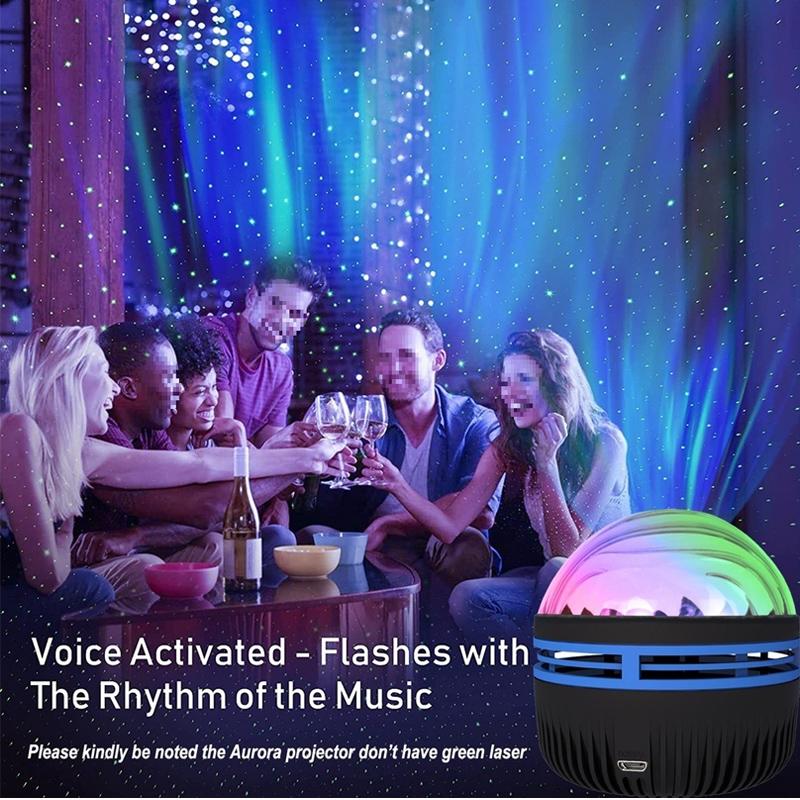 LED Night Lights Starry Projector Galaxy Ocean Wave Projector with Remote Control USB Aurora Lights 360° Rotating Lighting Party