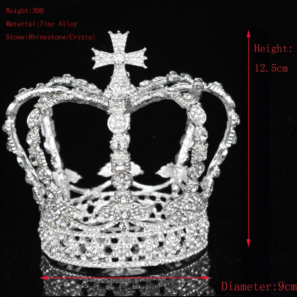 Kryształ Vintage Royal Queen King tiary i korony mężczyźni/kobiety korowód Prom Diadem ozdoby do włosów ślubne akcesoria biżuteria do włosów